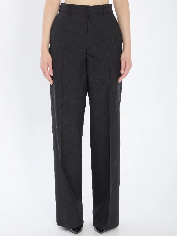 Pinstriped wool trousers