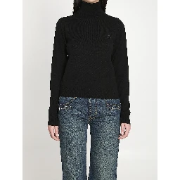 Embroidered wool turtleneck