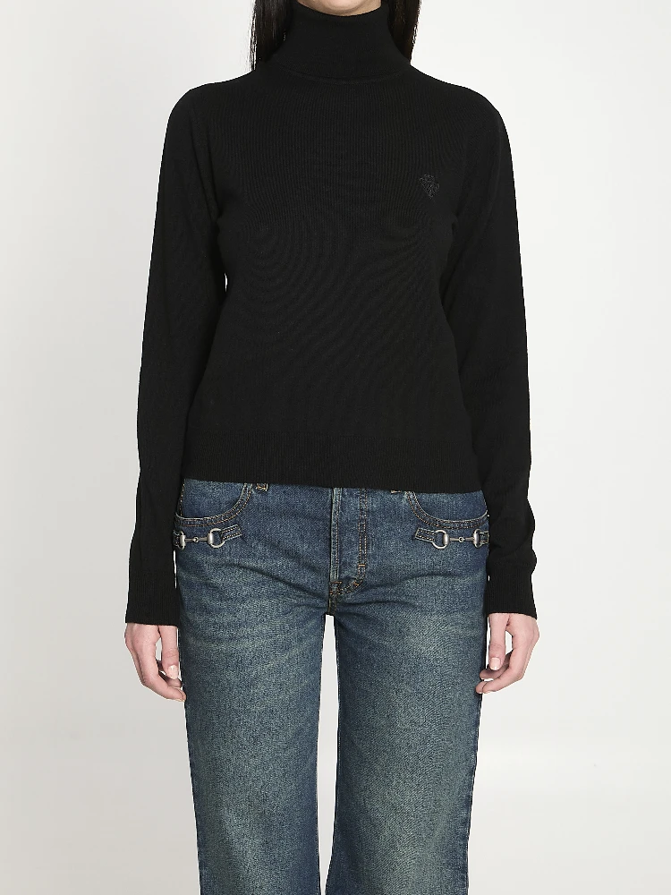 Embroidered wool turtleneck