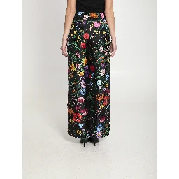 Printed silk twill trousers