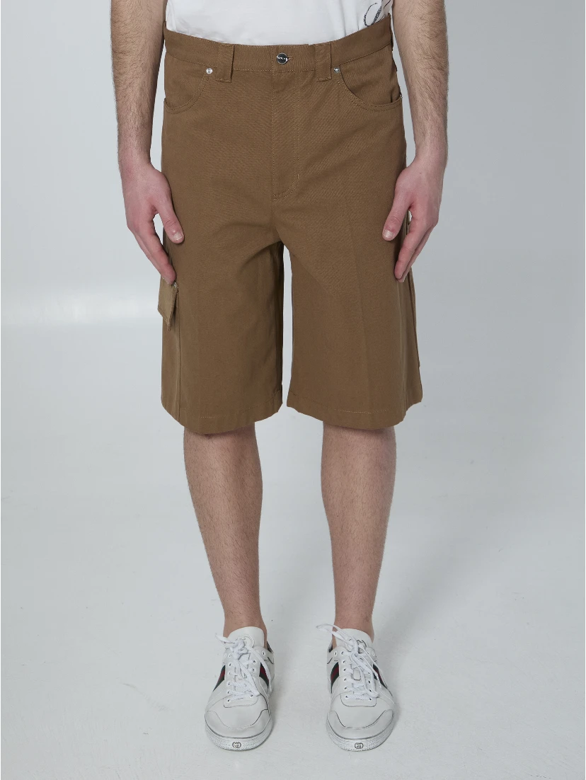 Camel denim Bermuda shorts