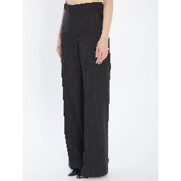 Pinstriped wool trousers