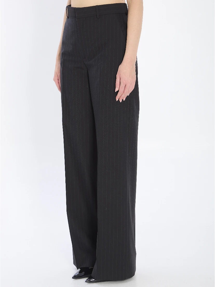 Pinstriped wool trousers