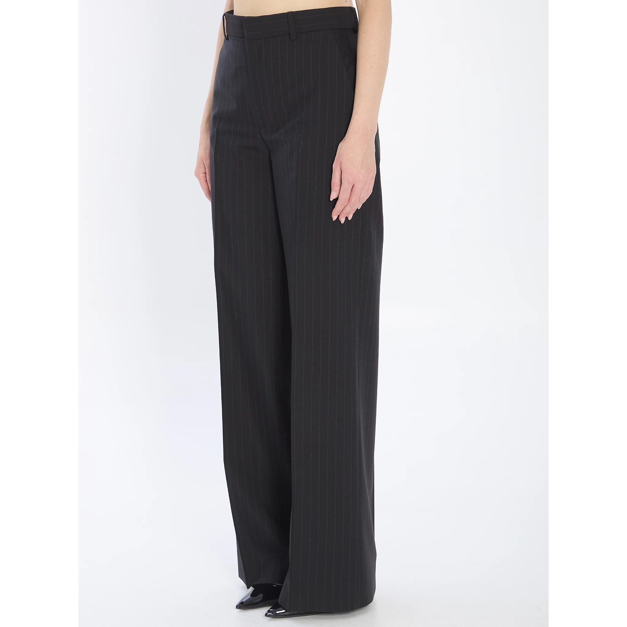 Pinstriped wool trousers