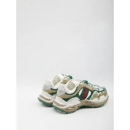 Drawstring leather sneakers