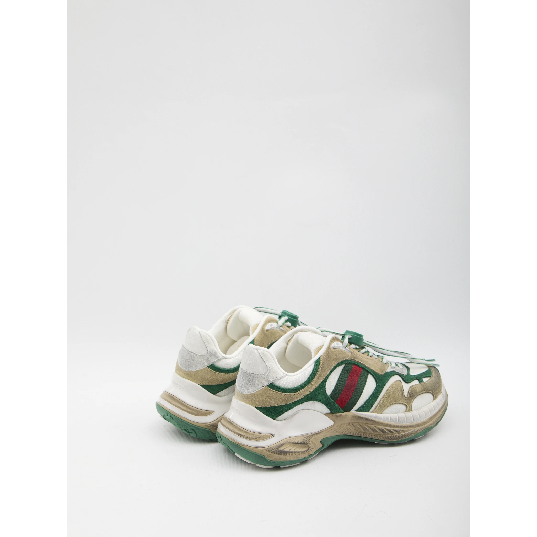 Drawstring leather sneakers