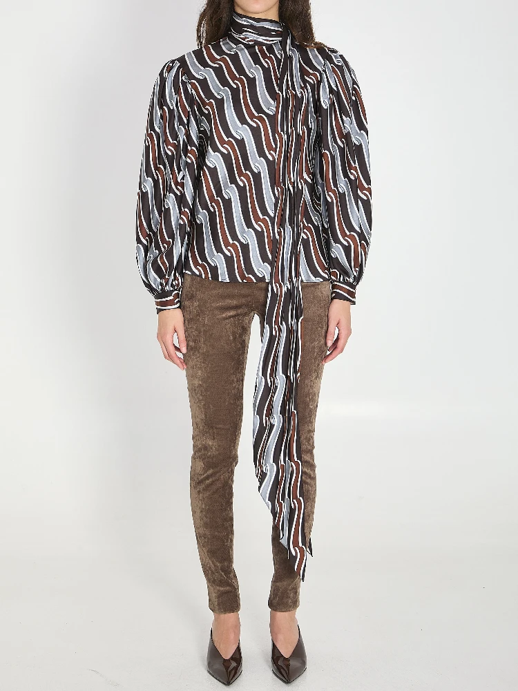 Printed silk twill shirt