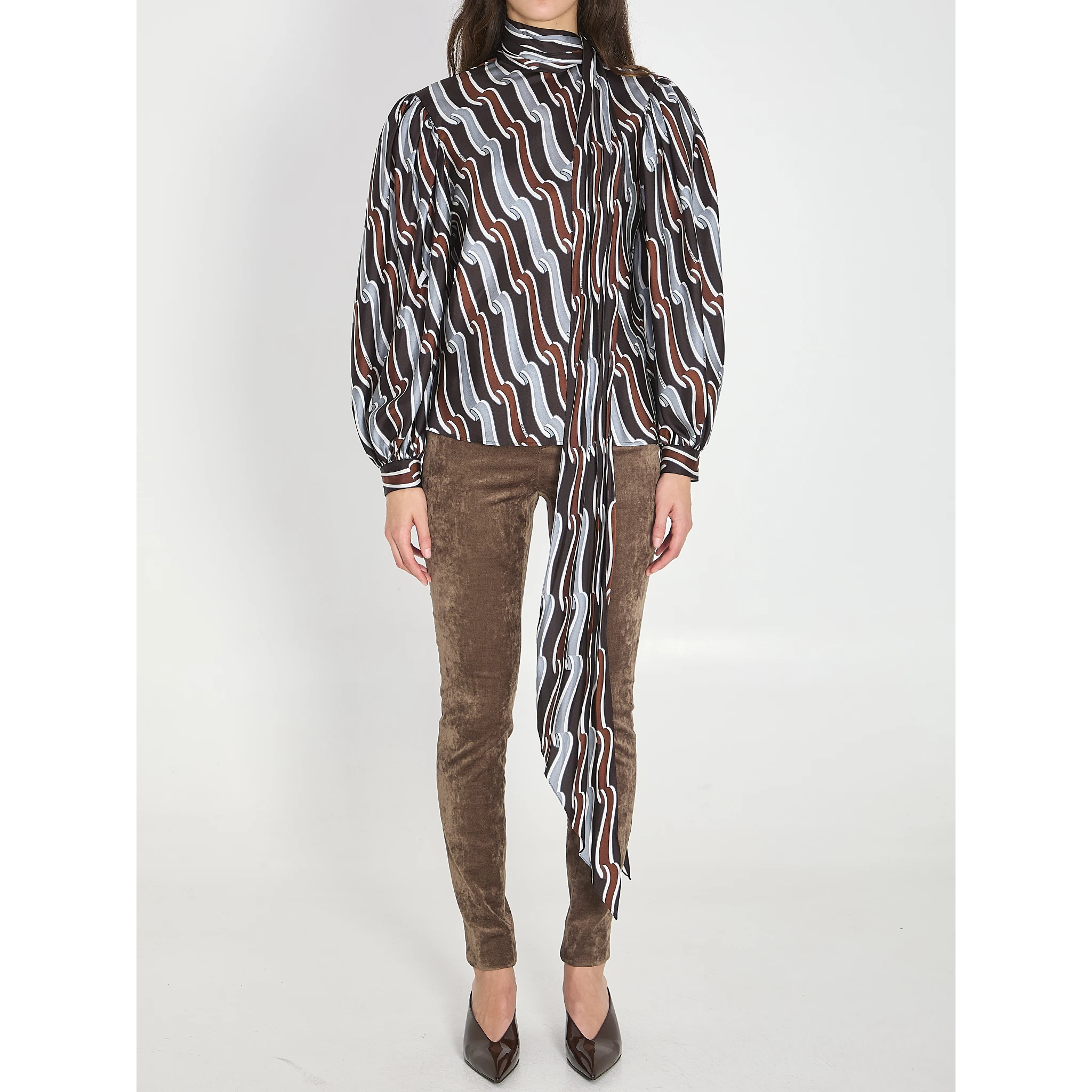 Printed silk twill shirt