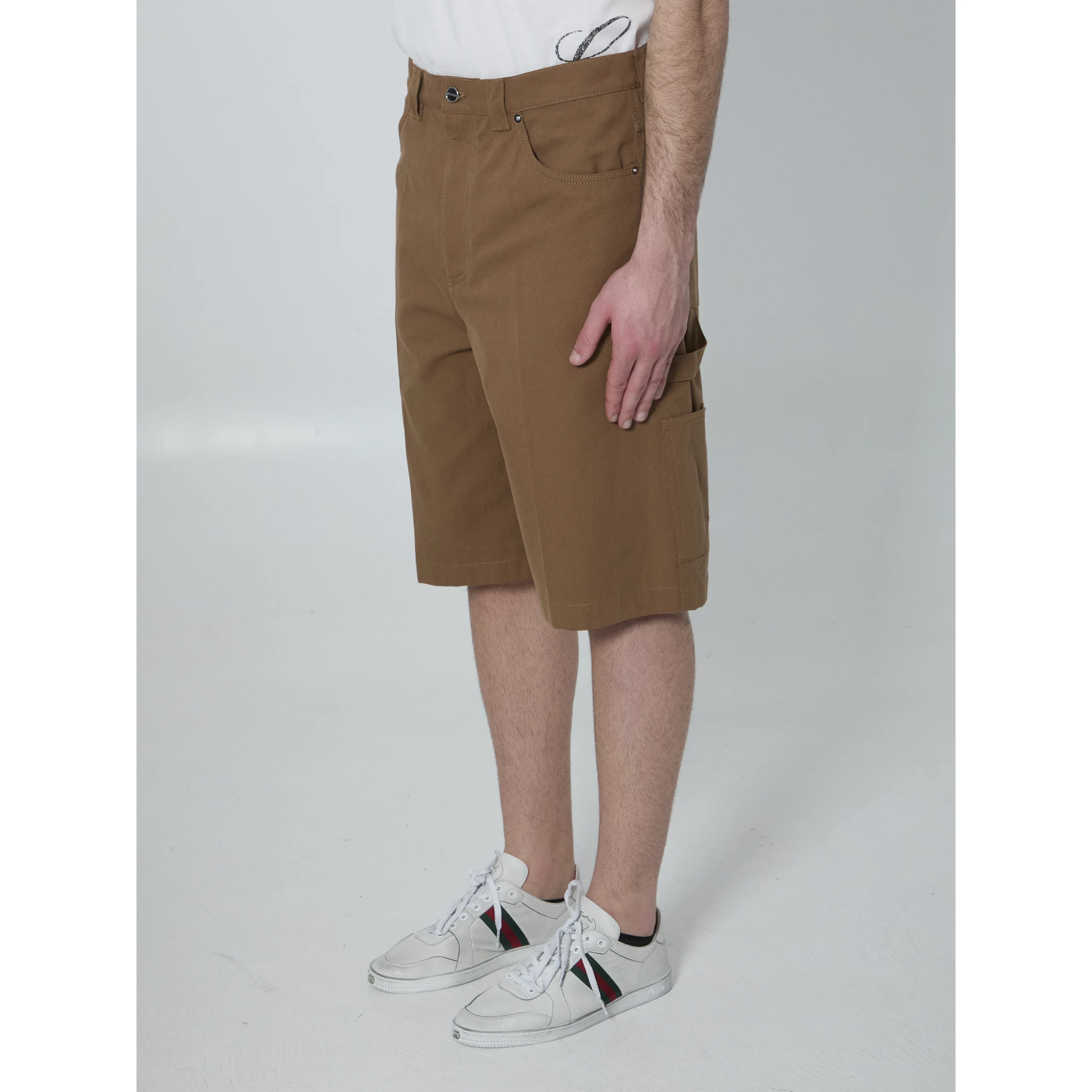 Camel denim Bermuda shorts