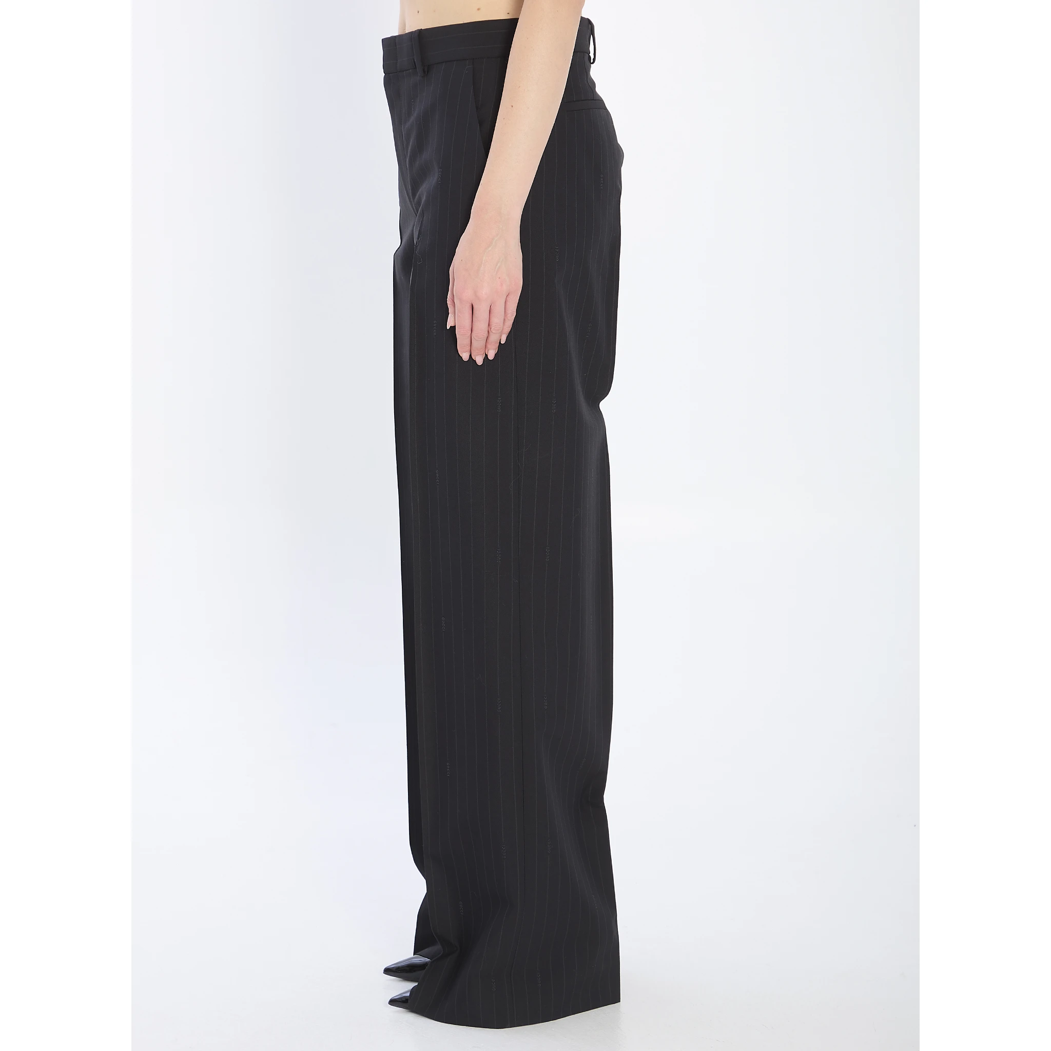 Pinstriped wool trousers