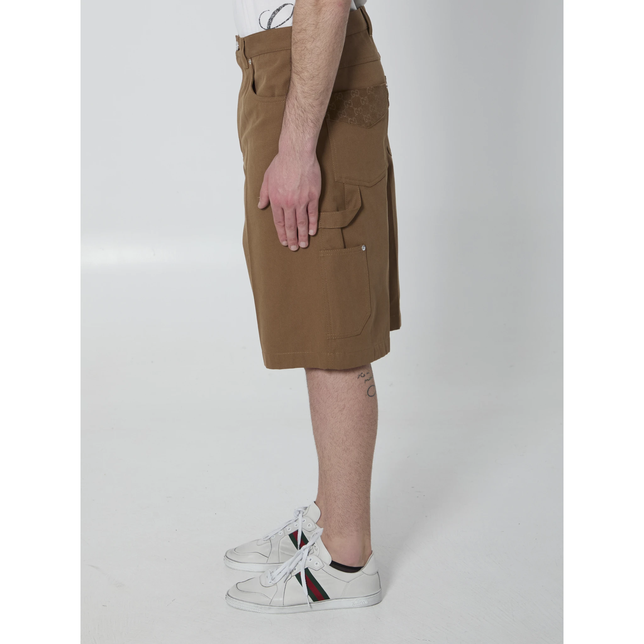 Camel denim Bermuda shorts