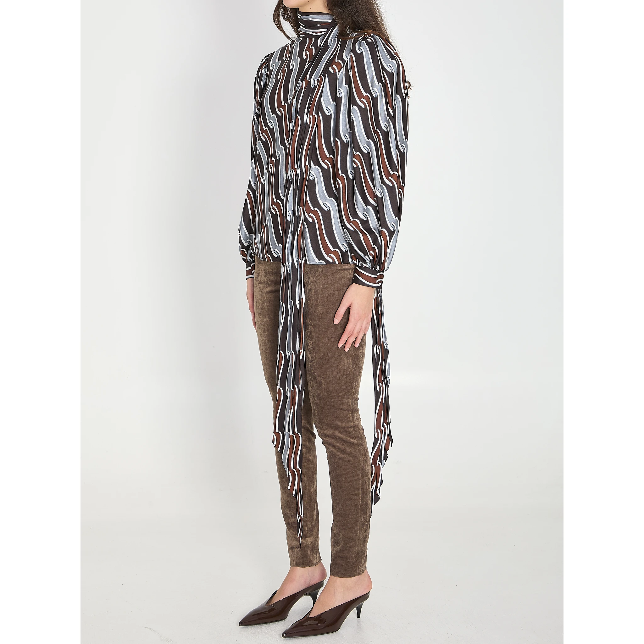 Printed silk twill shirt