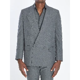Double-breasted jacket in technical fabric