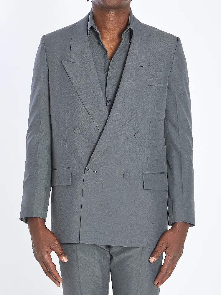 Double-breasted jacket in technical fabric