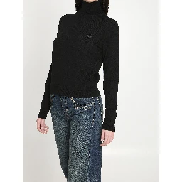 Embroidered wool turtleneck