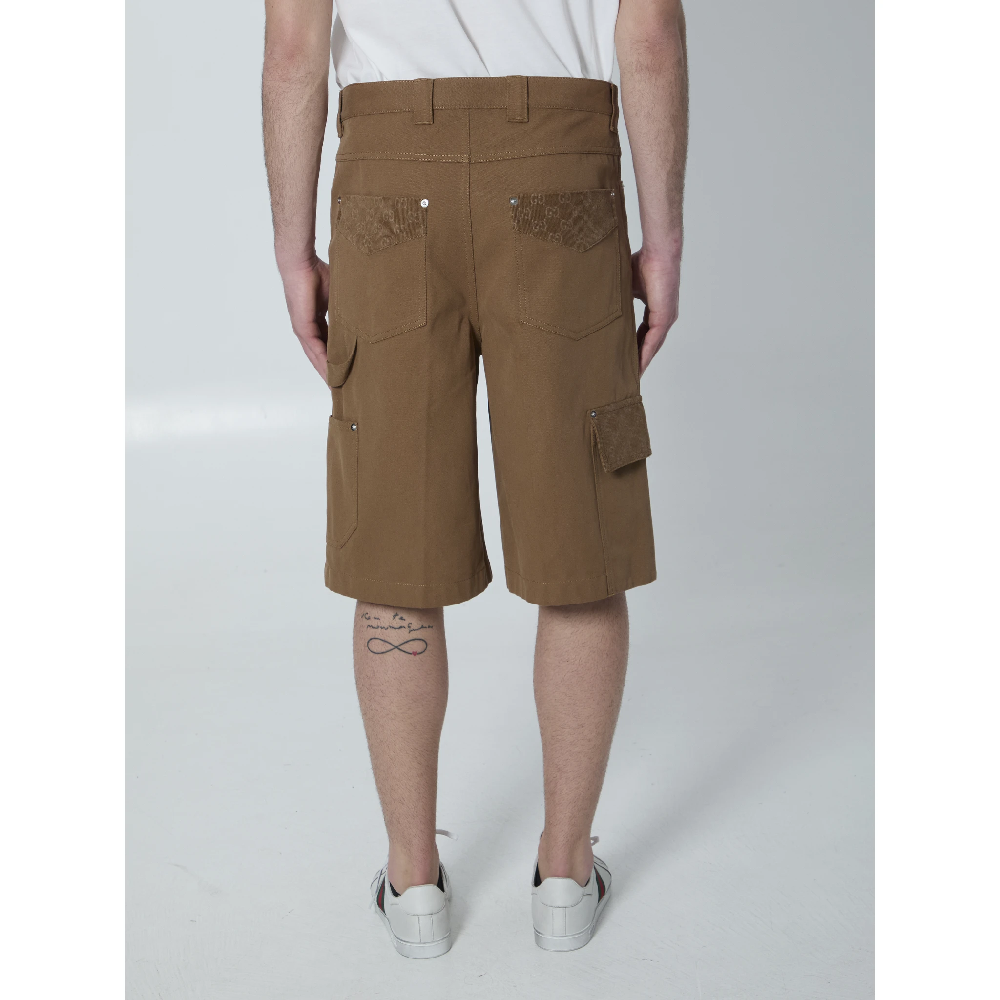 Camel denim Bermuda shorts