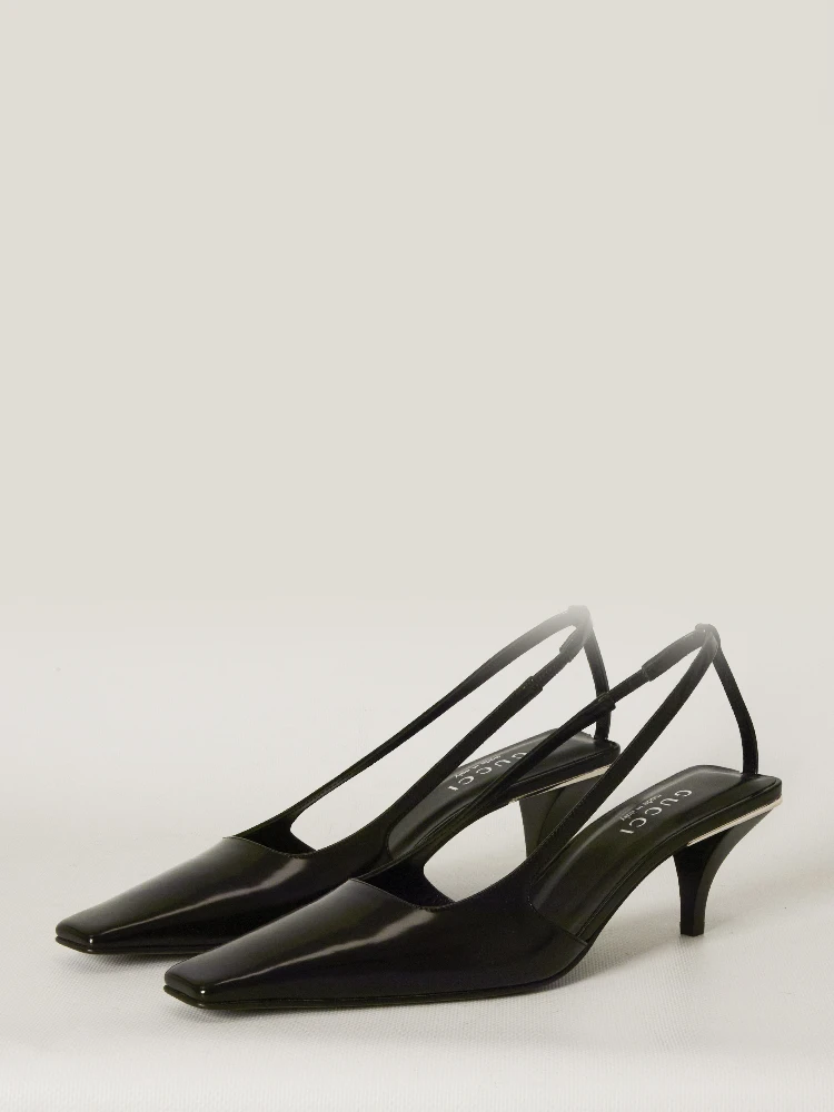 Crystal logo slingback pumps alternative