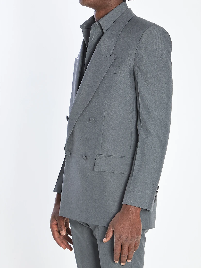 Double-breasted jacket in technical fabric