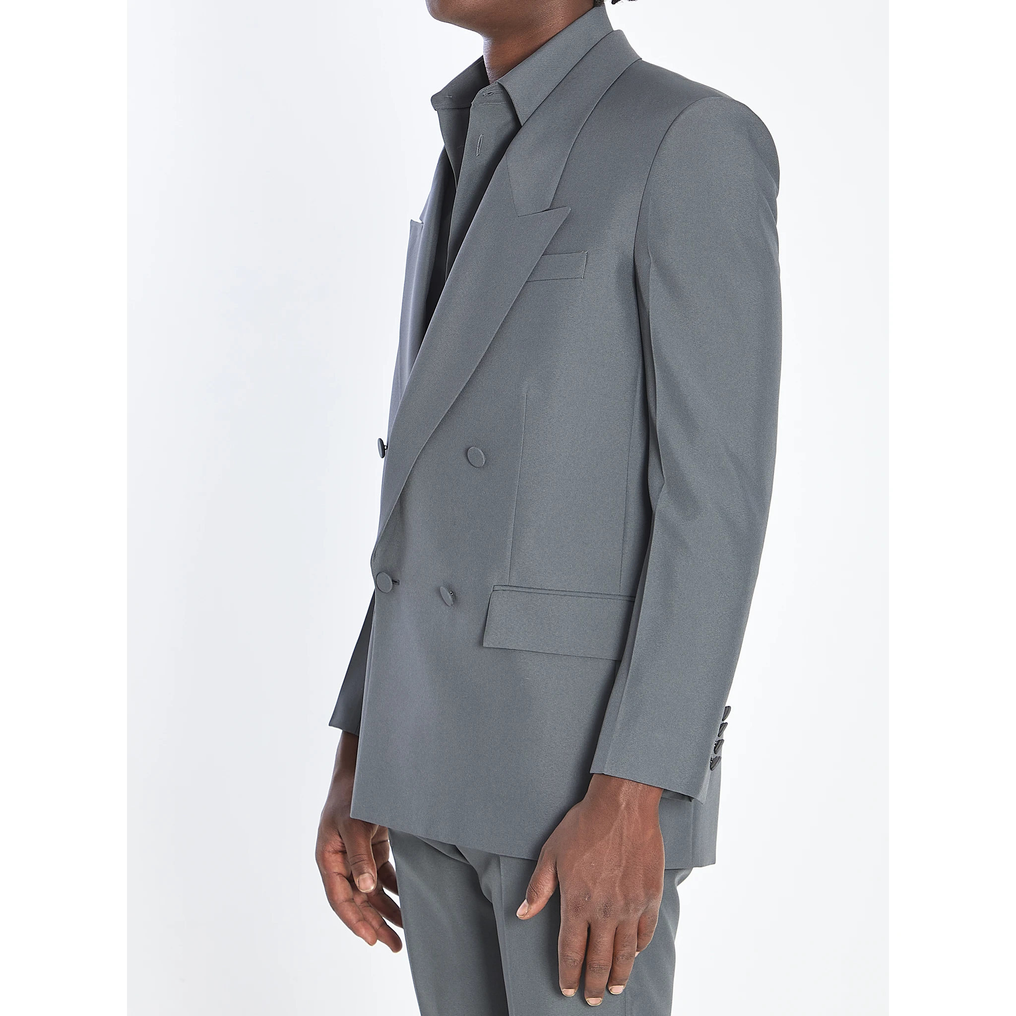 Double-breasted jacket in technical fabric