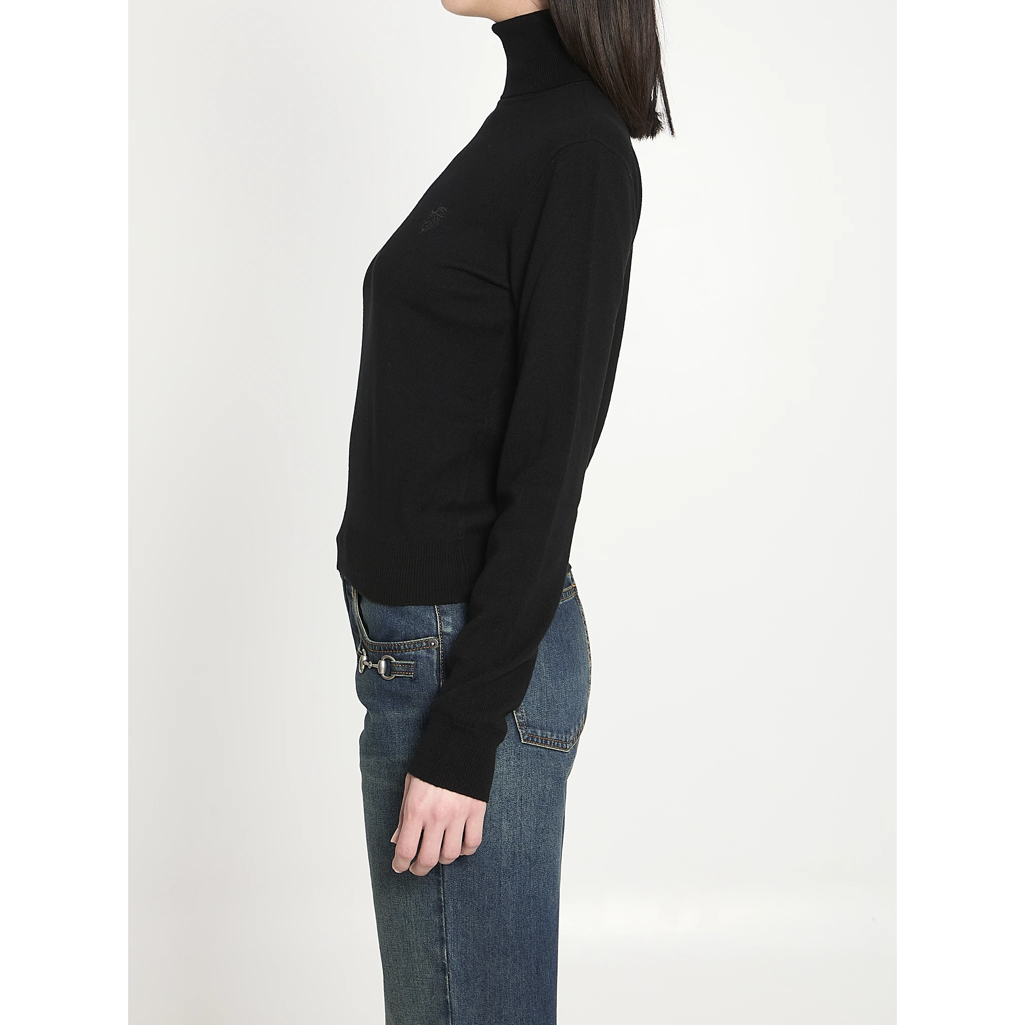 Embroidered wool turtleneck