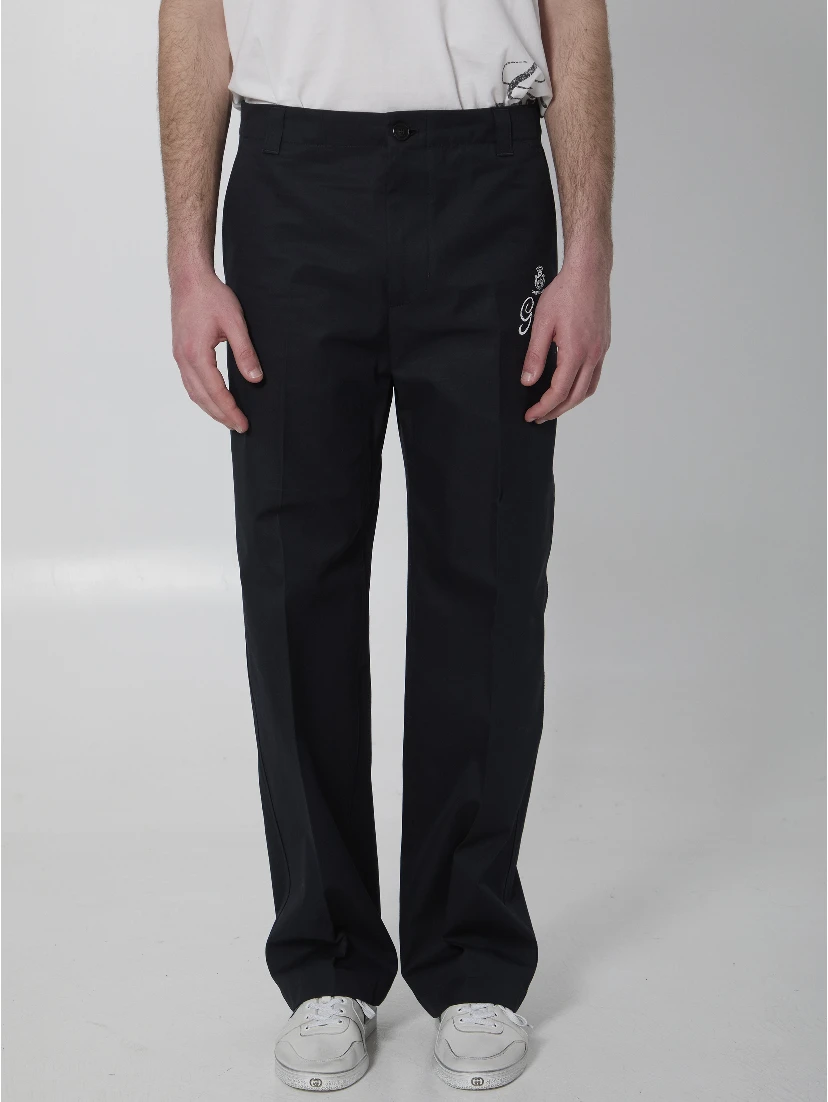 Printed cotton twill pants
