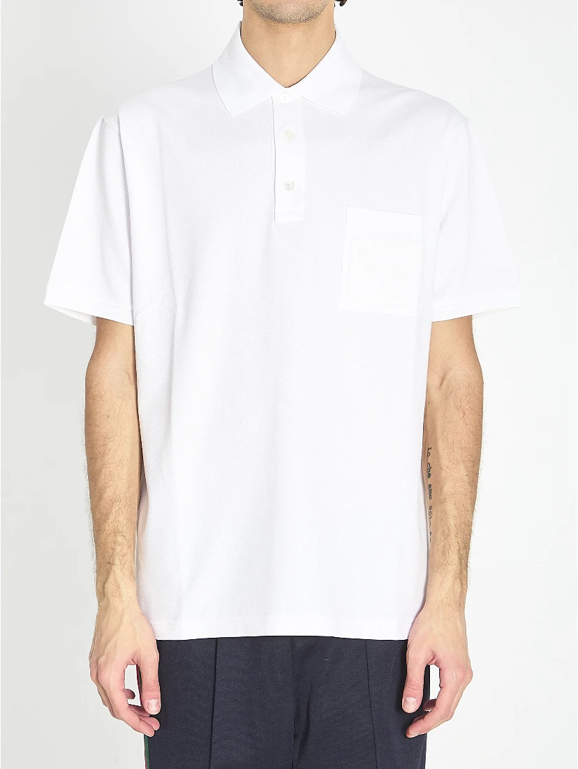 Polo in cotton stretch piqué
