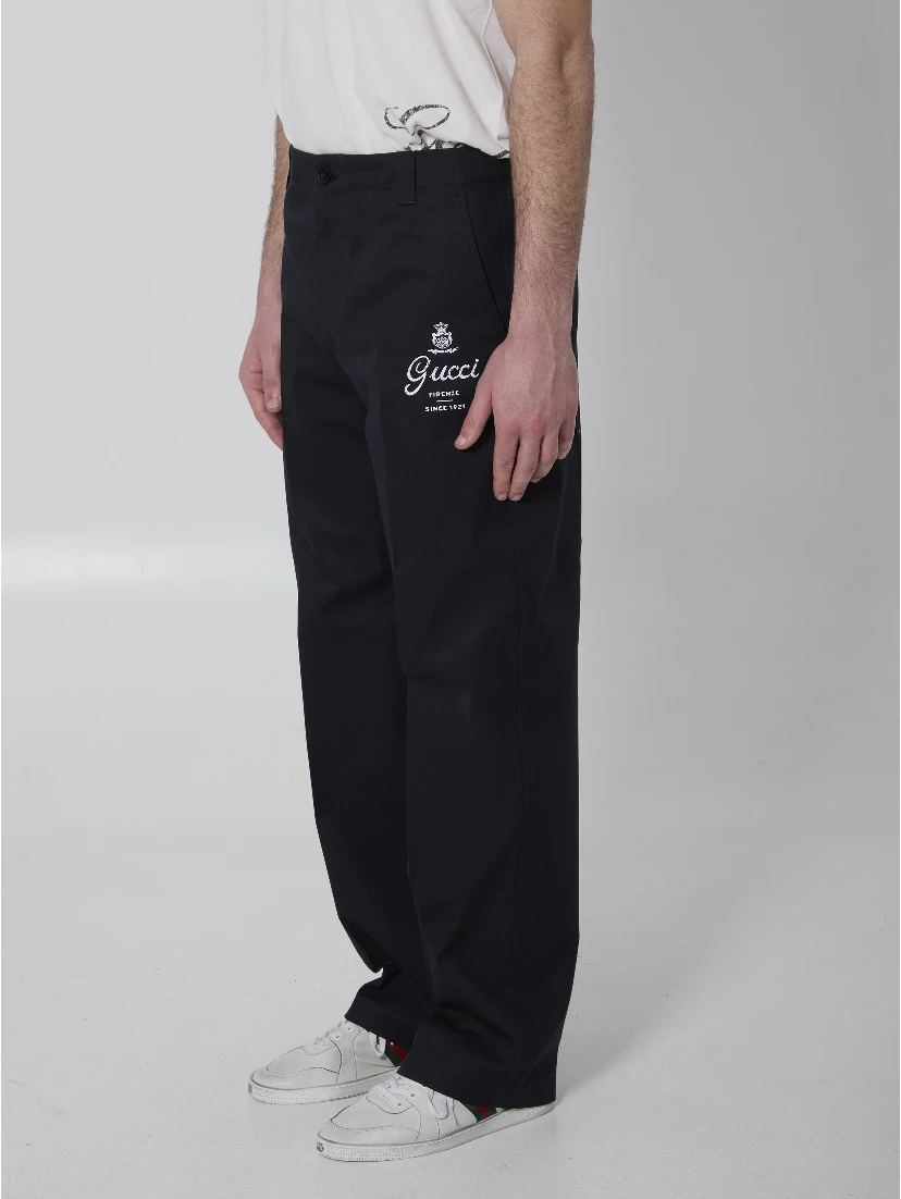 Printed cotton twill pants
