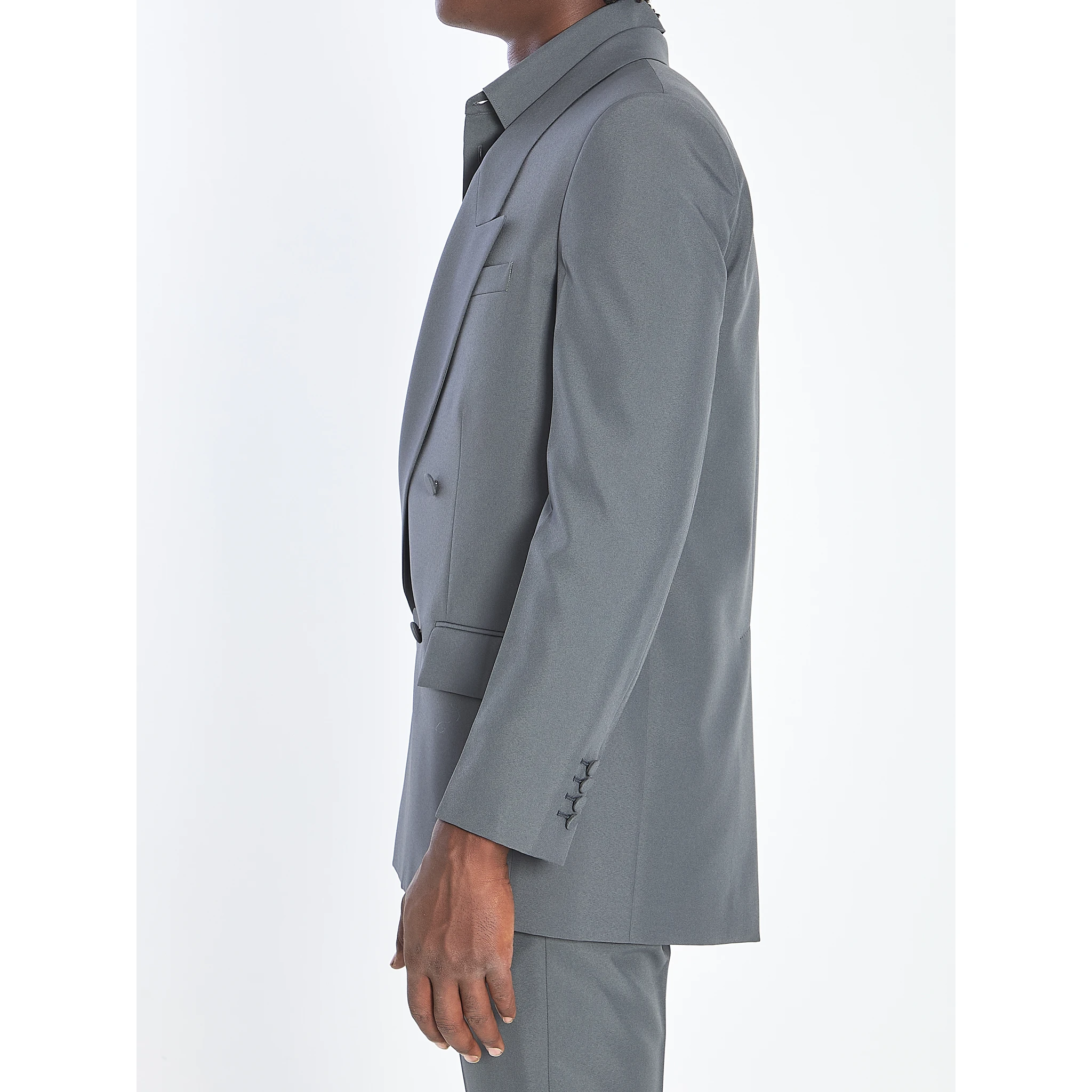 Double-breasted jacket in technical fabric