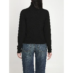 Embroidered wool turtleneck