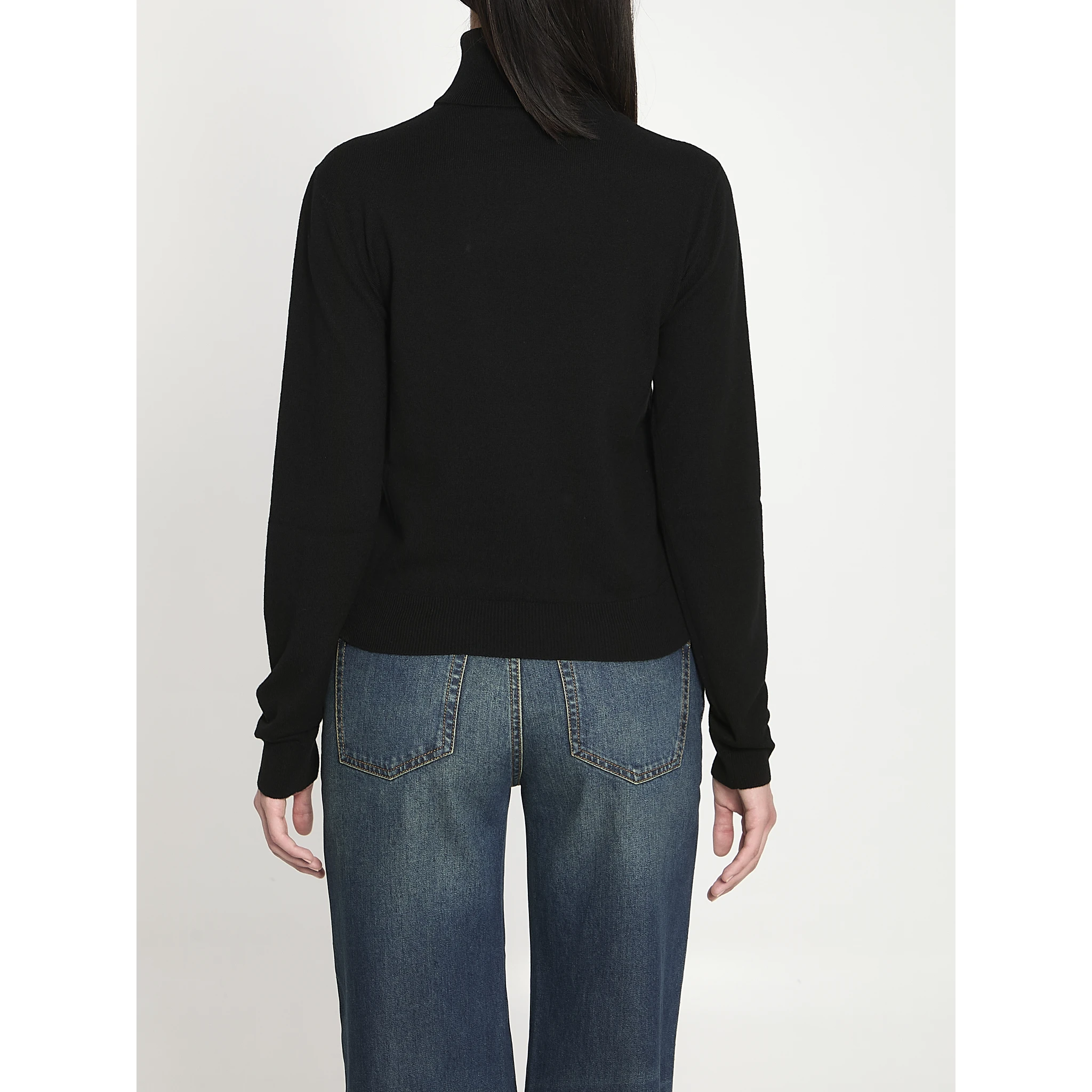 Embroidered wool turtleneck