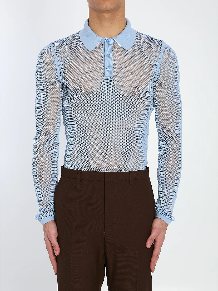 Technical mesh polo shirt