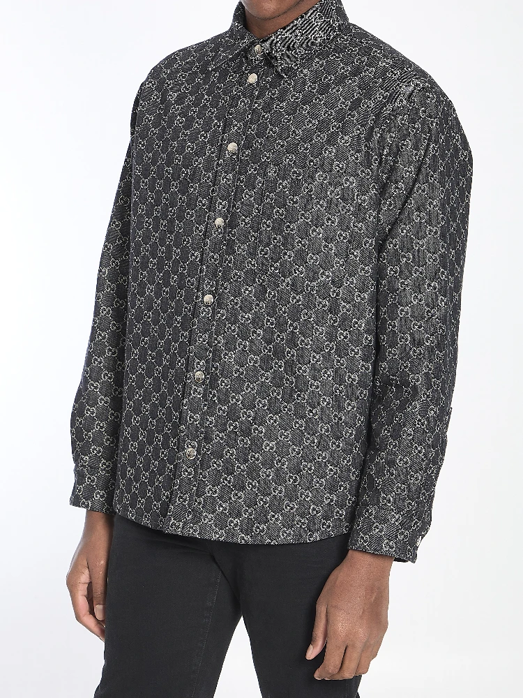 Reversible wool and GG denim shirt alternative