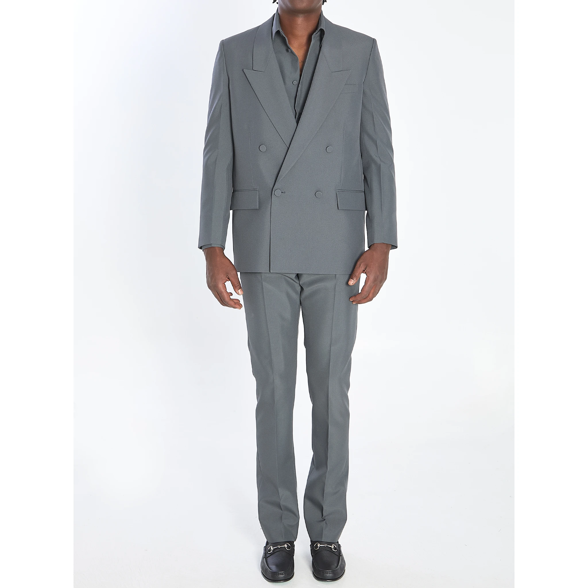 Double-breasted jacket in technical fabric