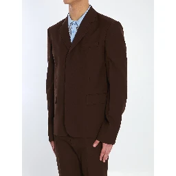 Wool twill single-breasted jacket