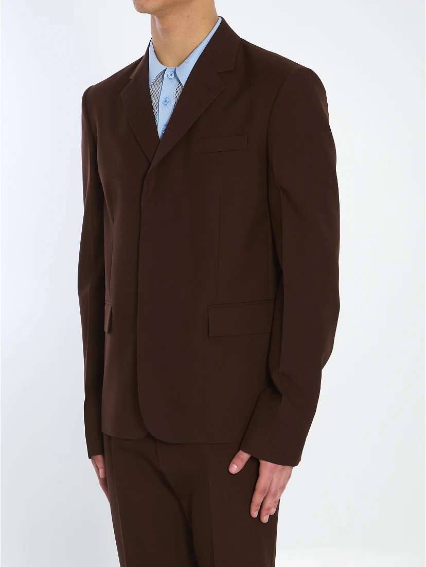 Wool twill single-breasted jacket