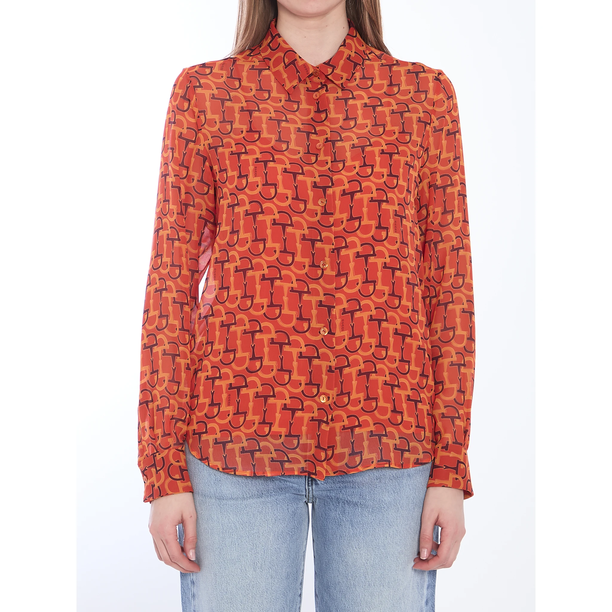 بلوزة حريرية مطبوعة