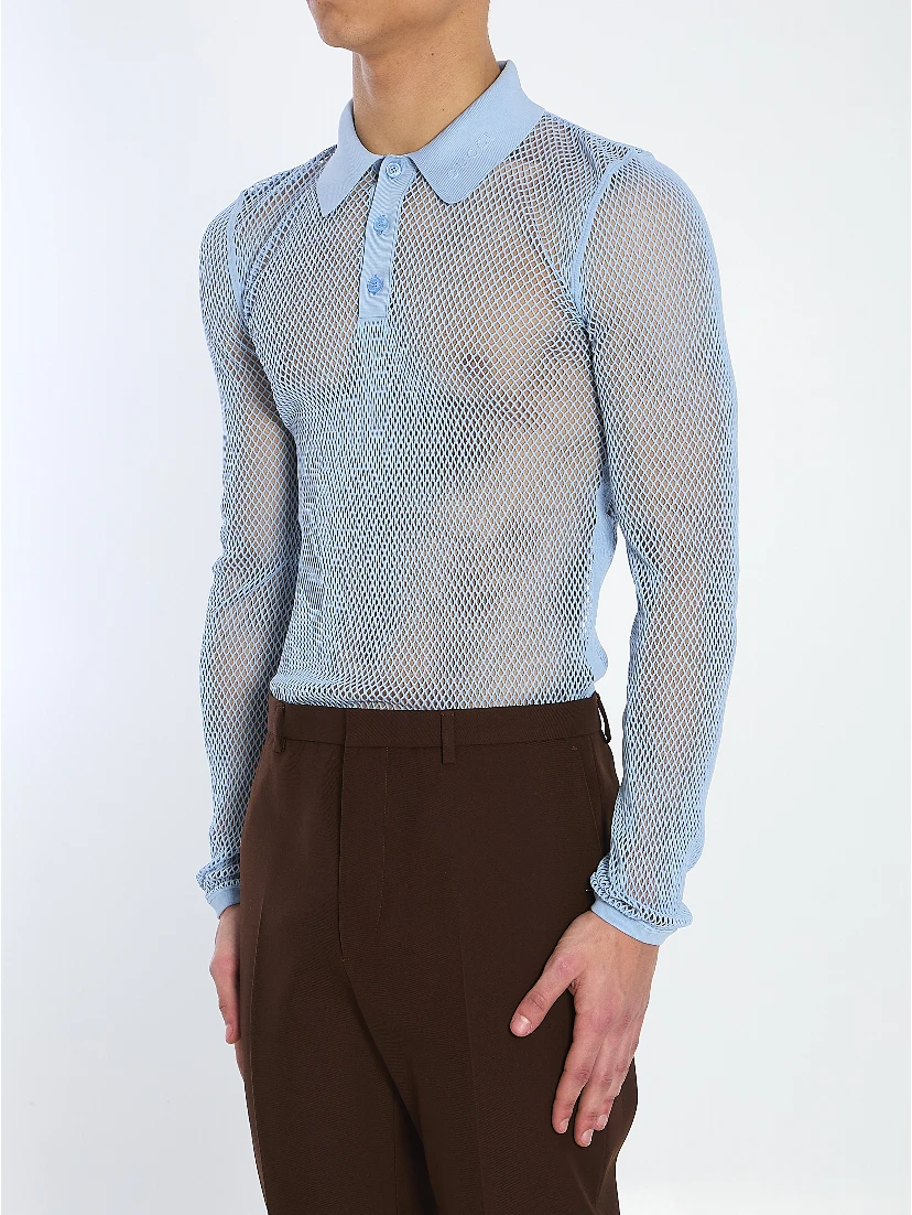 Technical mesh polo shirt