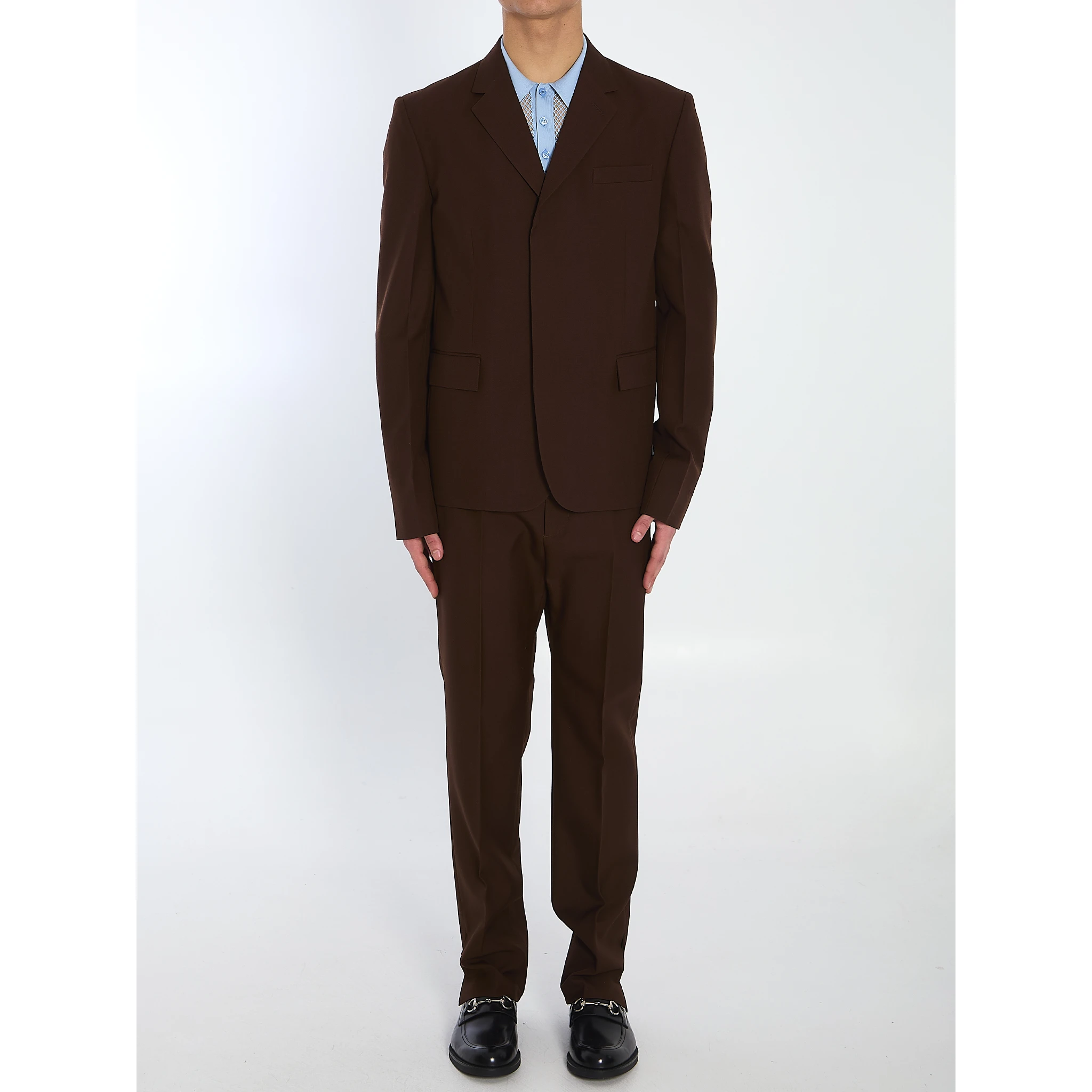 Wool twill single-breasted jacket