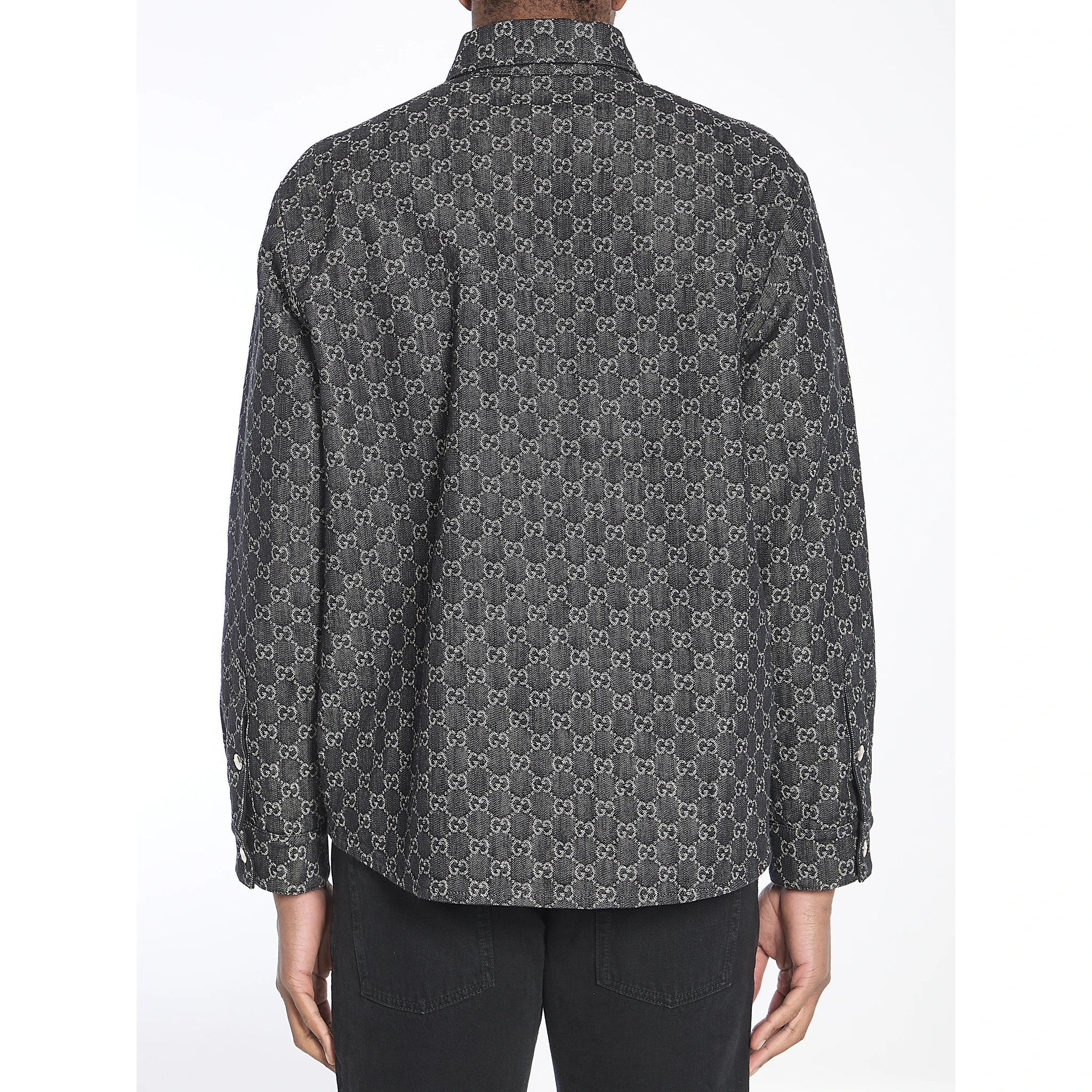 Reversible wool and GG denim shirt