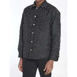 Reversible wool and GG denim shirt