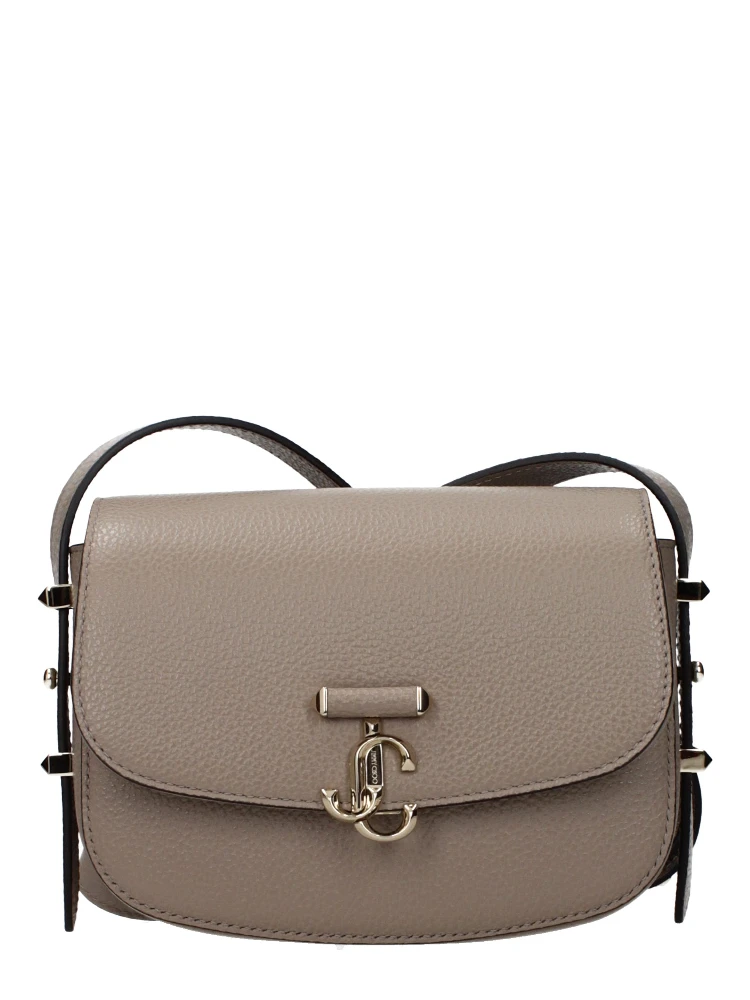 Gray Leather Crossbody Bag