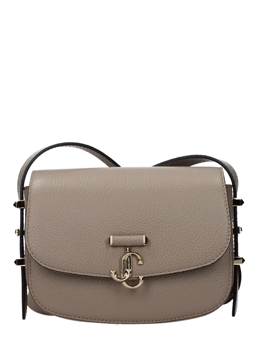 Gray Leather Crossbody Bag