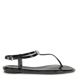 Black Rubber Flat Sandals