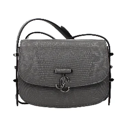 Gray Leather Shoulder Bag