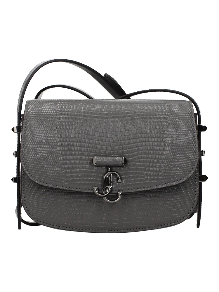 Gray Leather Shoulder Bag