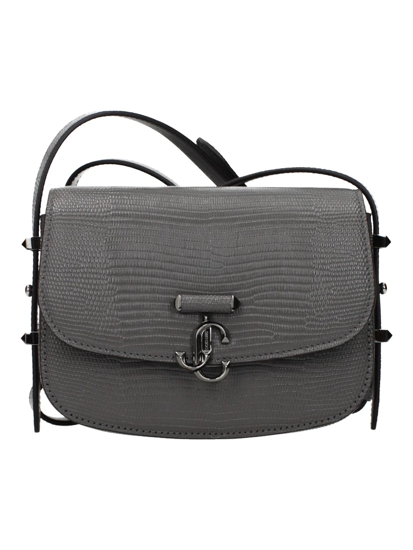 Gray Leather Shoulder Bag