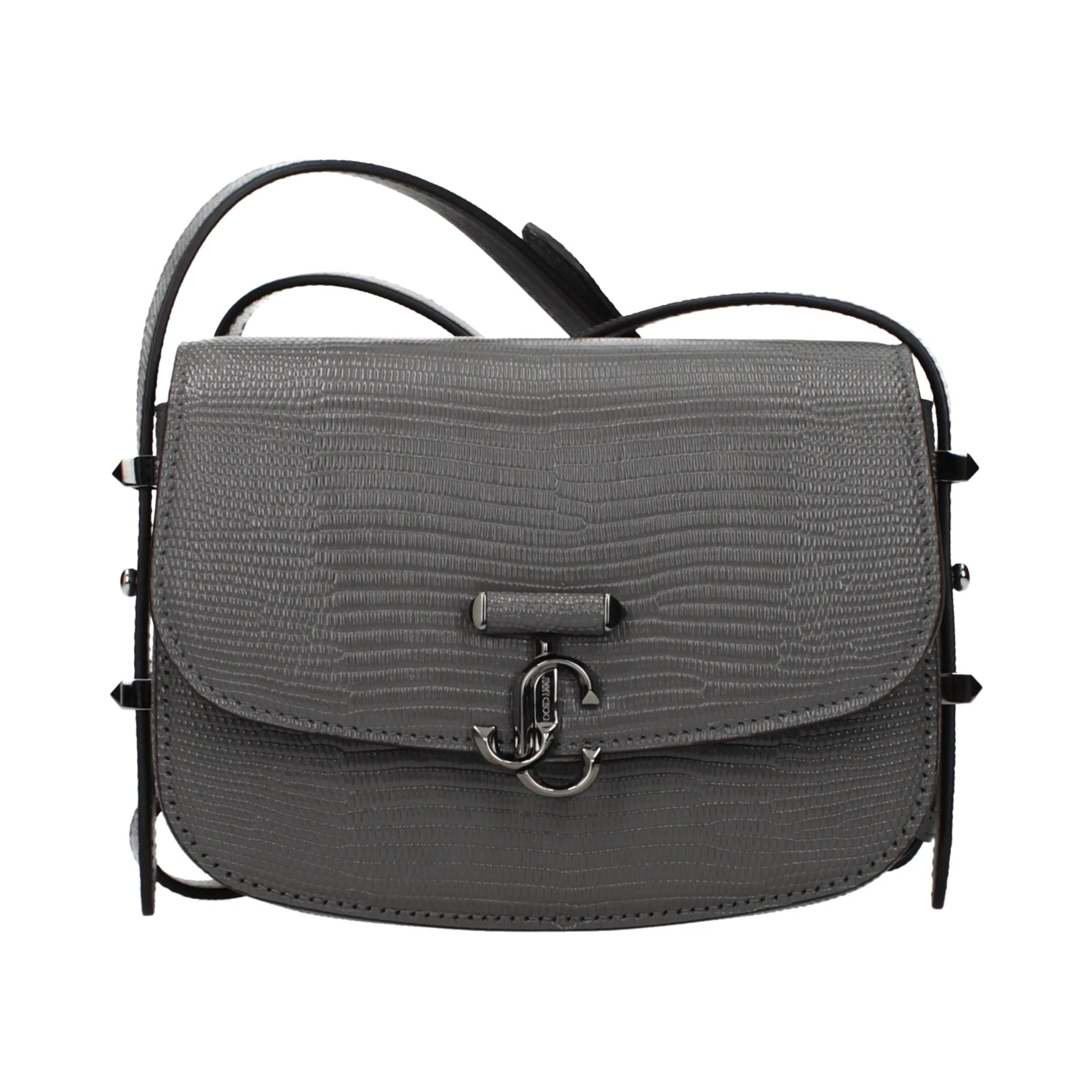 Gray Leather Shoulder Bag