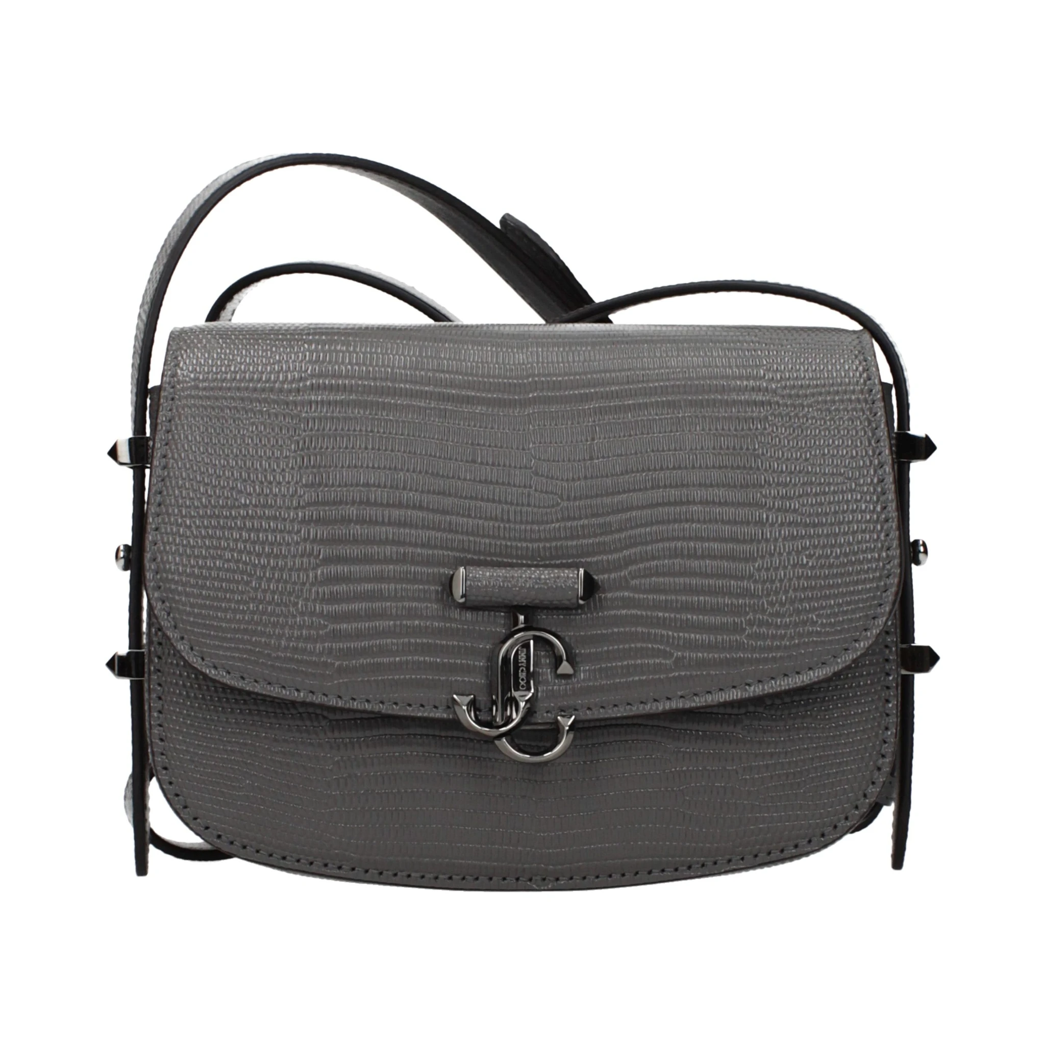 Gray Leather Shoulder Bag