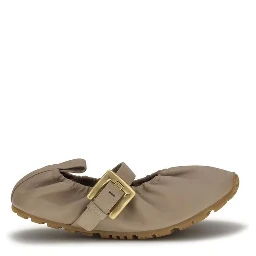 Beige Calf Leather Bos Taurus Ballet Flats