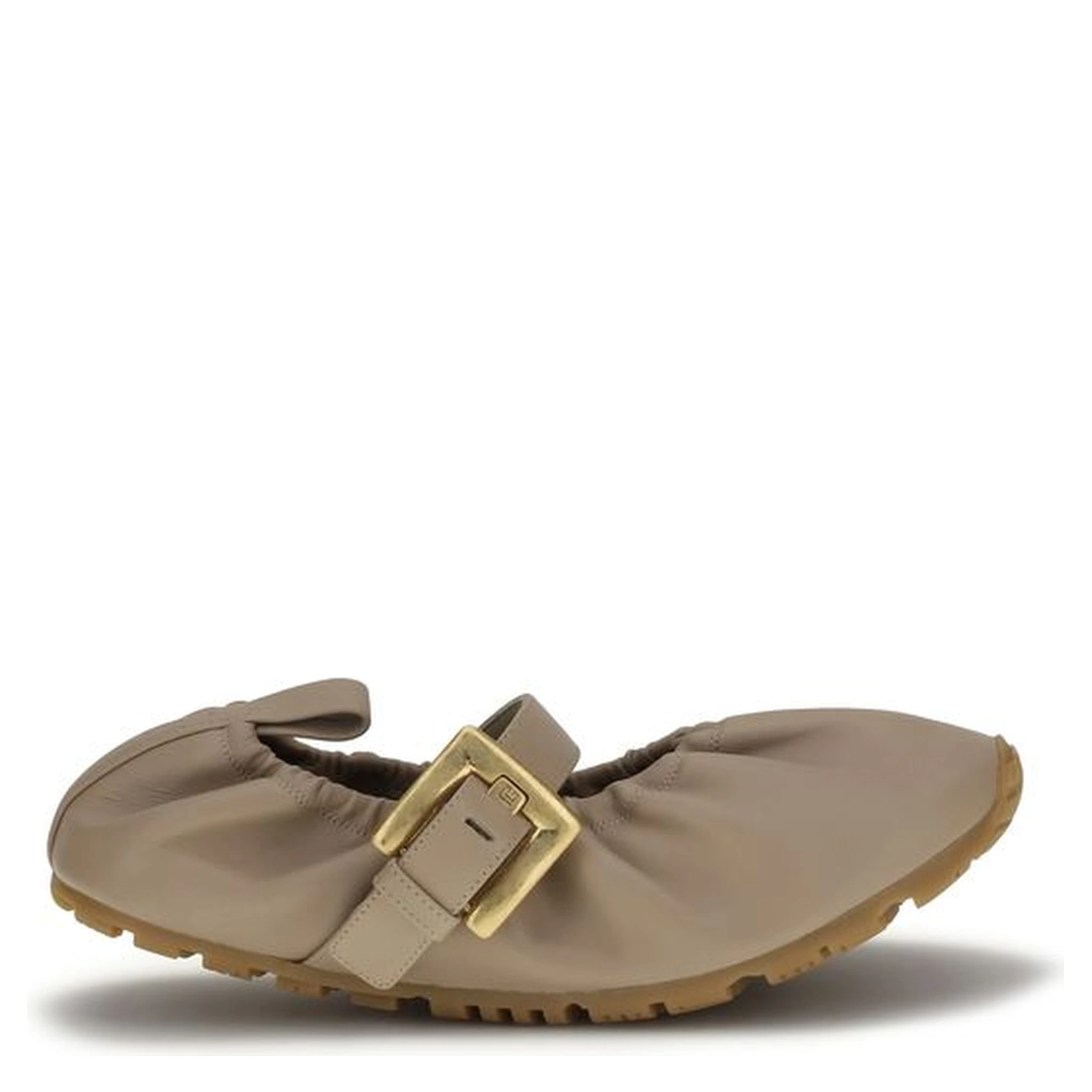 Beige Calf Leather Bos Taurus Ballet Flats